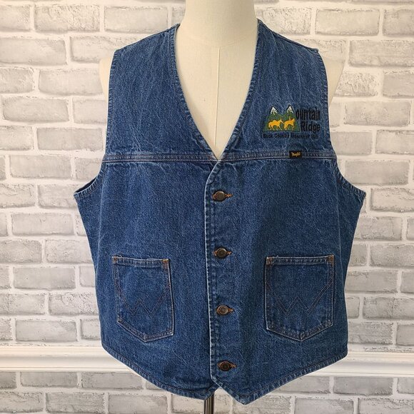 Wrangler Western Denim Vest Mountain Ridge Backcountry Horsemen of Utah XL - Picture 1 of 8